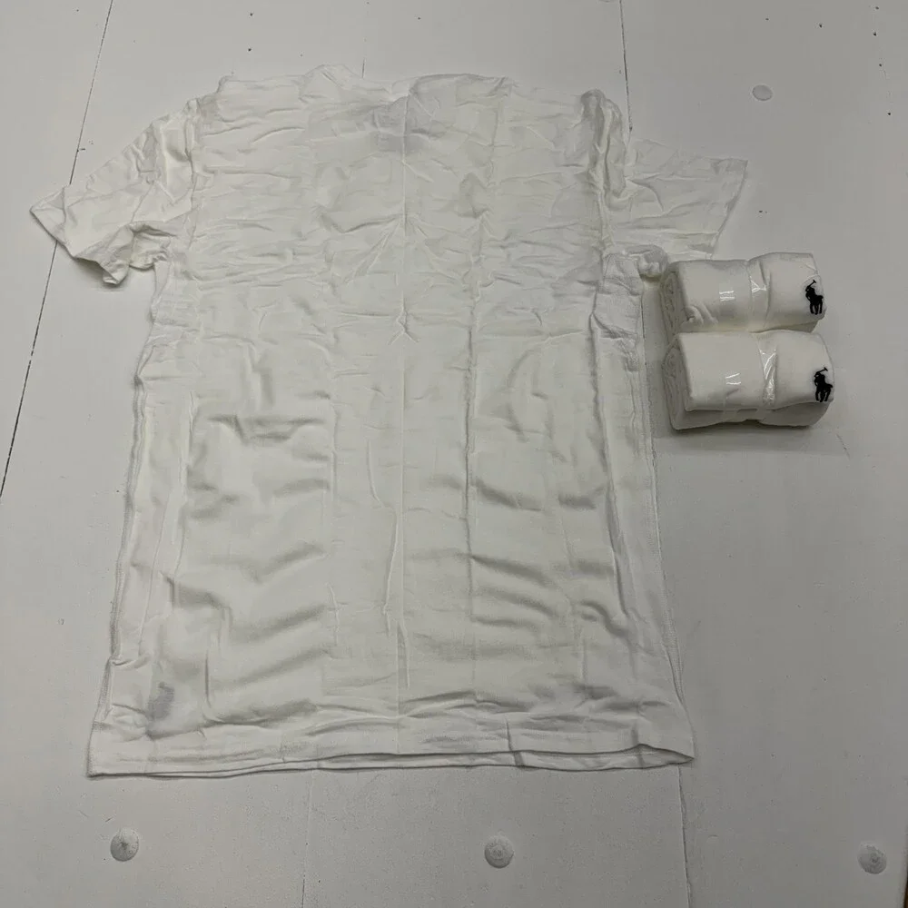 Polo Ralph Lauren T Shirt Undershirt Mens Medium White 3 Pack 4D-FLEX Stretch